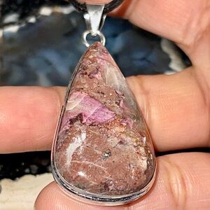 Aphrodite Stone Cobaltoan Calcite Crystal Pendant 2”